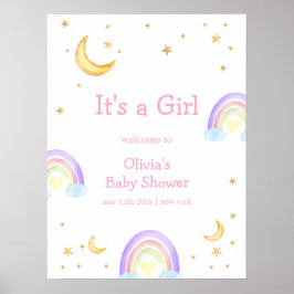 Pastel Rainbow Moon Star Baby Dusche Willkommen Poster