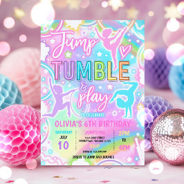 Pastel Rainbow Neon Gymnastics Geburtstagsparty Einladung