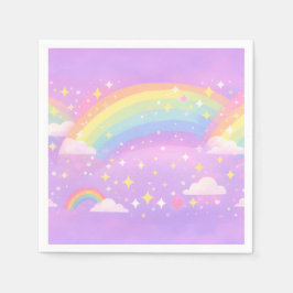 Pastel Rainbow Neurodivergent Party Napkins Serviette