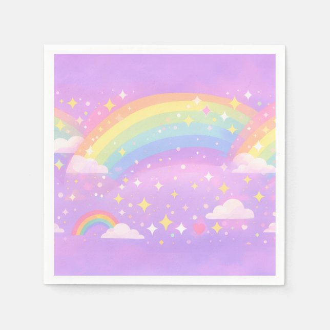 Pastel Rainbow Neurodivergent Party Napkins Serviette (Vorderseite)