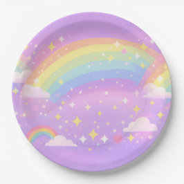 Pastel Rainbow Neurospicy Party Paper Plates Pappteller
