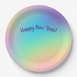 Pastel Rainbow New Year’s Party Pappteller