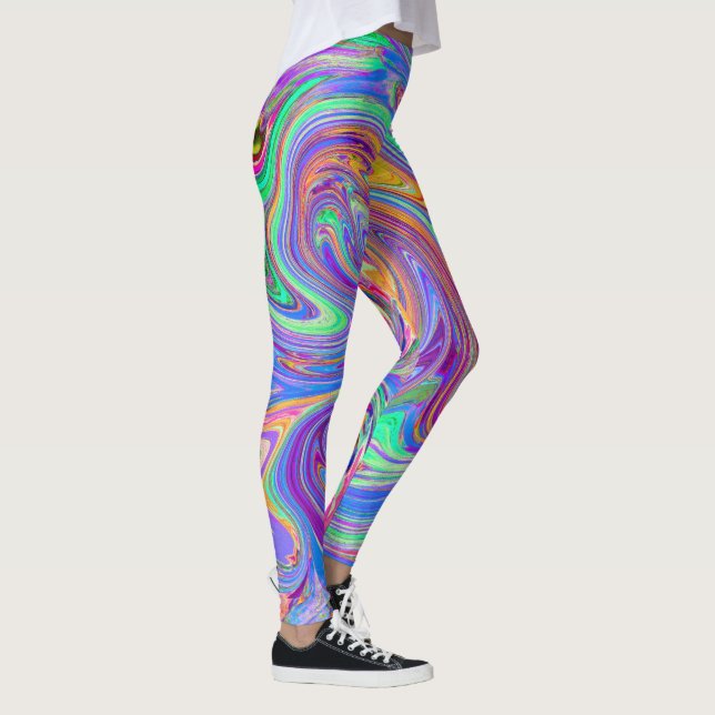 Pastel Rainbow of Colors Groovy Abstrakt Retro Art Leggings (Rechts)