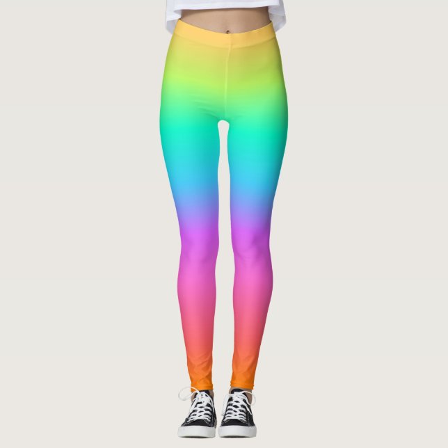 Pastel Rainbow Ombre Gradient Leggings (Vorderseite)