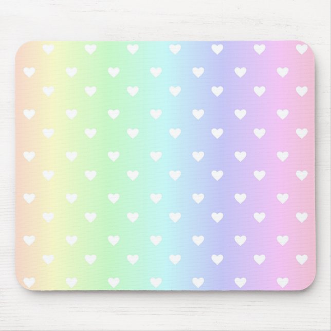 Pastel Rainbow Ombre Herzmuster Mousepad (Vorne)