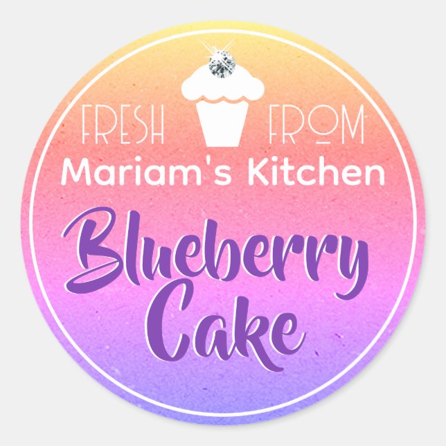 Pastel Rainbow Ombre Kristall Cake Pstry Label Runder Aufkleber (Vorderseite)