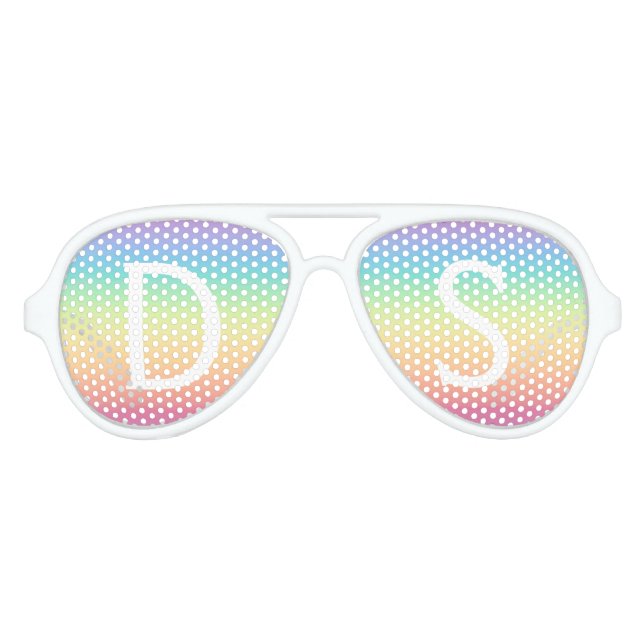 Pastel Rainbow Ombre Monogram Personalisiert Sonnenbrille (Vorderseite)