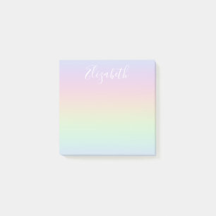 Pastel Rainbow Ombre White Calligraphy Post-it Klebezettel