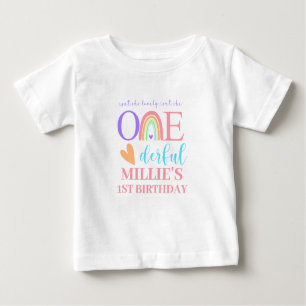 Pastel Rainbow ONEderful 1. Birthday Baby T - Shir Baby T-shirt