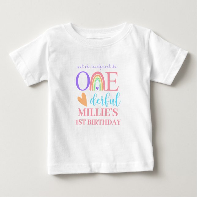 Pastel Rainbow ONEderful 1. Birthday Baby T - Shir Baby T-shirt (Vorderseite)