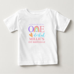 Pastel Rainbow ONEderful 1. Birthday Baby T - Shir T-shirt