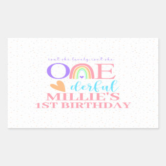 Pastel Rainbow ONEderful 1. Geburtstag Stickers