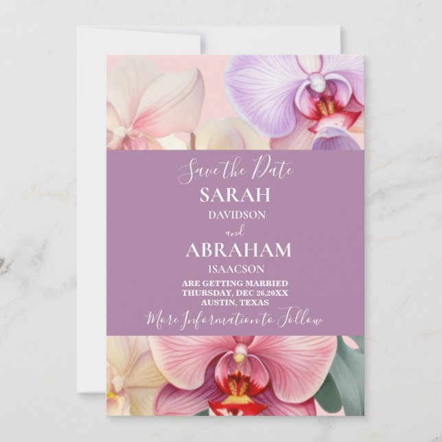 Pastel Rainbow Orchids Save the Date Einladung (Vorderseite)