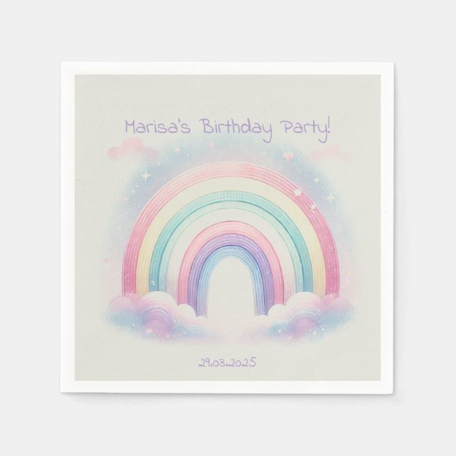 Pastel Rainbow Paper Napkins - Geburtstagspartei Serviette (Vorderseite)