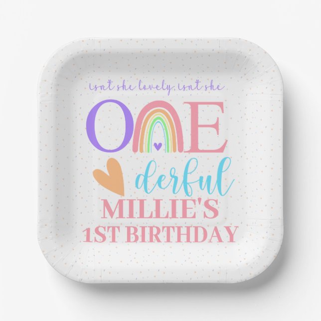 Pastel Rainbow Paper Teller & Bowls (Vorderseite)