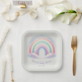 Pastel-Rainbow-Papierplatte | Baby Shower Party Pappteller