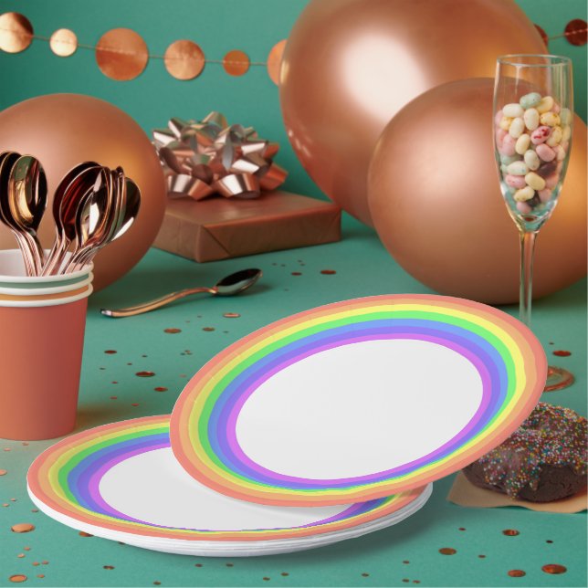 Pastel Rainbow Party Pappteller (Multi)