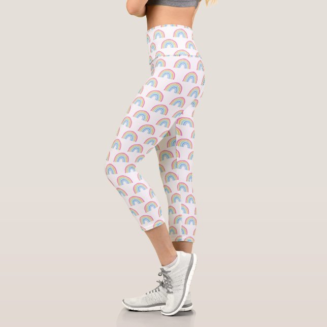 Pastel Rainbow Pattern Capri Leggings (Links)