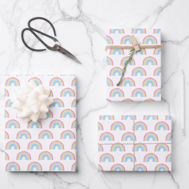 Pastel Rainbow Pattern Geschenkpapier Set (Vorderseite)