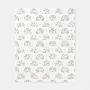 Pastel Rainbow Pattern mit Herz Fleecedecke