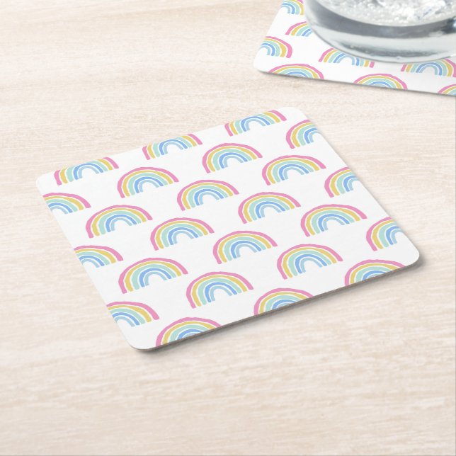 Pastel Rainbow Pattern Rechteckiger Pappuntersetzer (angewinkelt)