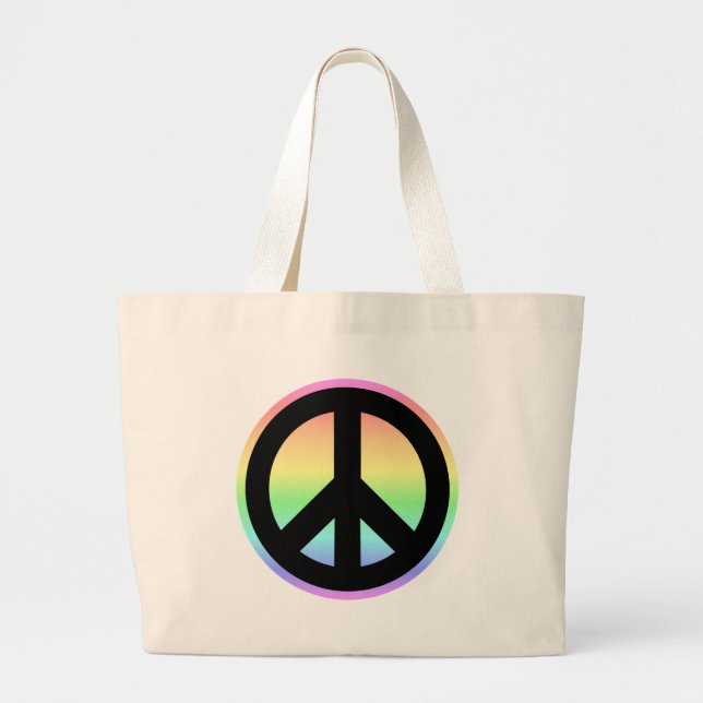 Pastel Rainbow Peace Sign Jumbo Stoffbeutel (Vorne)