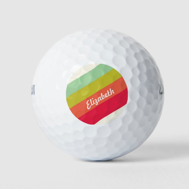 Pastel Rainbow Personalisiert Name Golfball (Vorderseite)