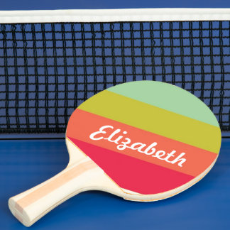 Pastel Rainbow Personalisiert Name Tischtennis Schläger