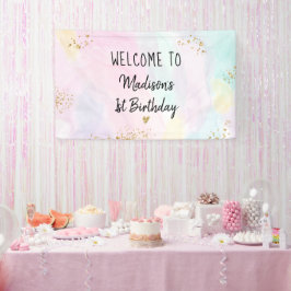 Pastel Rainbow Pink Gold Geburtstag Banner