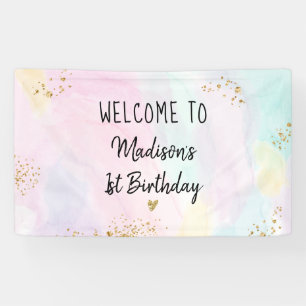 Pastel Rainbow Pink Gold Geburtstag Banner