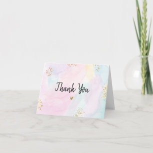 Pastel Rainbow Pink Gold Geburtstag Dankeskarte