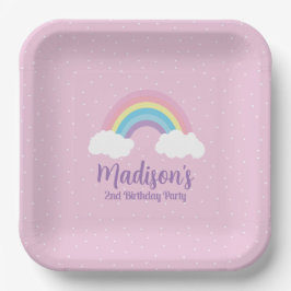 Pastel Rainbow Pink Plate Pappteller