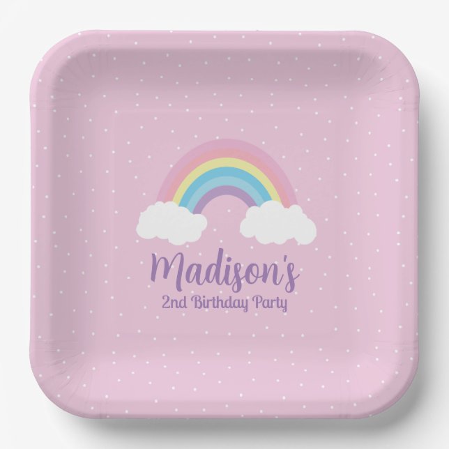 Pastel Rainbow Pink Plate Pappteller (Vorderseite)