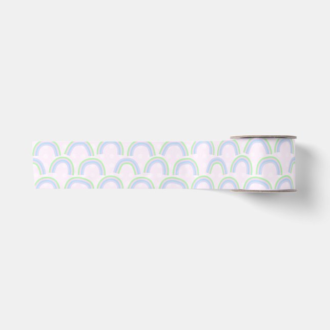 Pastel Rainbow Pink Satinband (Vorderseite)