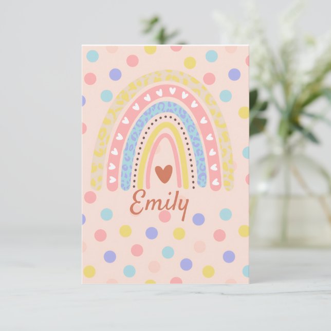 Pastel Rainbow Polka Dot School , Niedlich Back-to Dankeskarte (Stehend Vorderseite)
