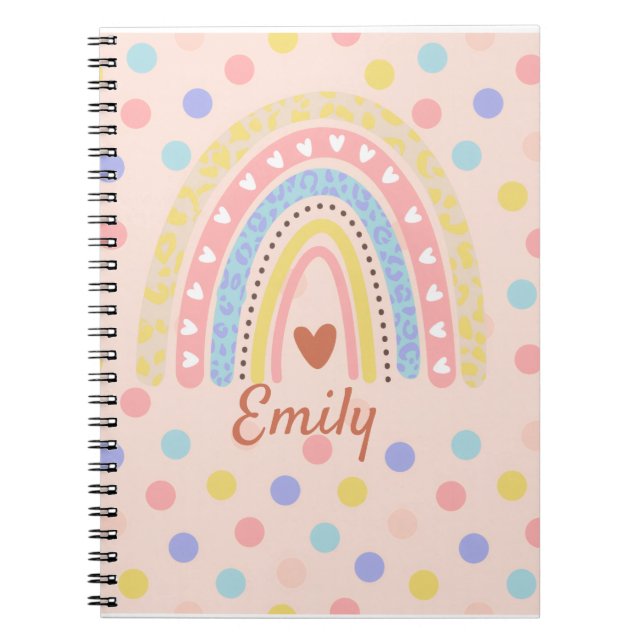 Pastel Rainbow Polka Dot School , Niedlich Back-to Notizblock (Vorderseite)