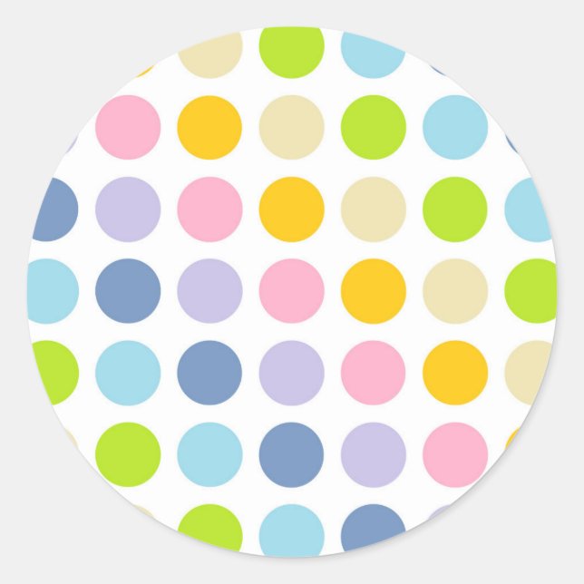 Pastel Rainbow Polka Dots Runder Aufkleber (Vorderseite)