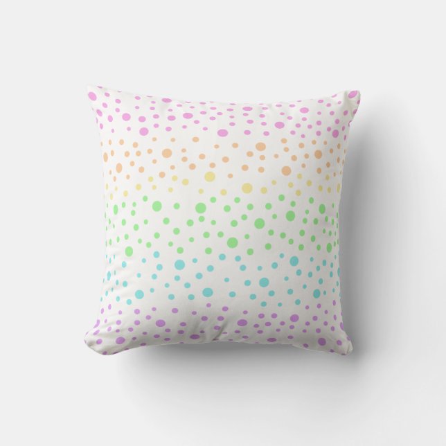 Pastel Rainbow Polka Dots Throw Kissen (Vorderseite)