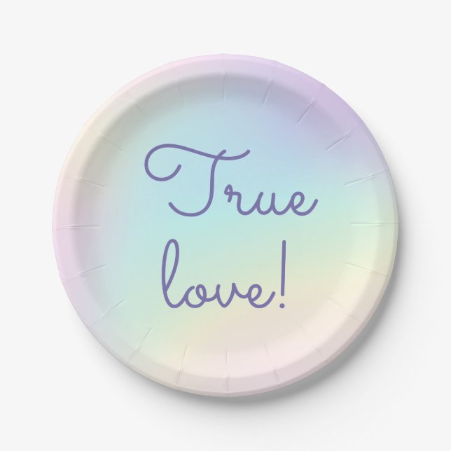 Pastel Rainbow Prismatic Lesbian Wedding Pappteller (Vorderseite)