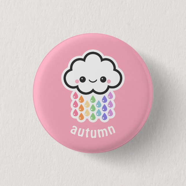 Pastel Rainbow Rain Cloud Button (Vorderseite)