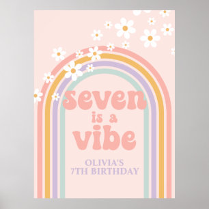 Pastel Rainbow Retro Seven ist ein Vibe 7. Geburts Poster