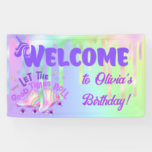 Pastel Rainbow   Roller Skaten Birthday Banner