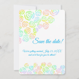 Pastel Rainbow-Rose Hochzeit Save The Date