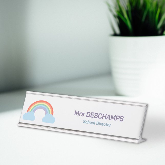 Pastel Rainbow Schreibtischnamensplakette (Pastel Rainbow Desk Name Plate)
