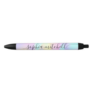 Pastel Rainbow Script Calligraphic Black Ink Pen Kugelschreiber