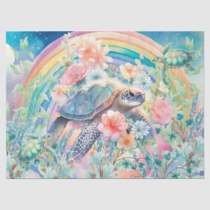 Pastel Rainbow & Sea Turtles Decoupage Seidenpapier