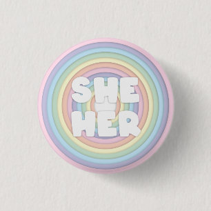 Pastel Rainbow She/Her Pronouns  Button