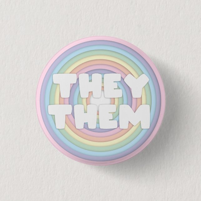Pastel Rainbow Sie/sie Pronouns  Button (Vorderseite)