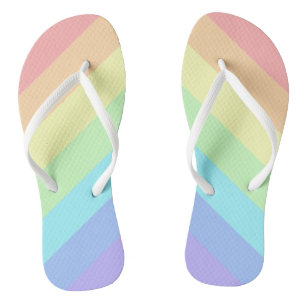 Pastel Rainbow Slash Streifen Flip Flops