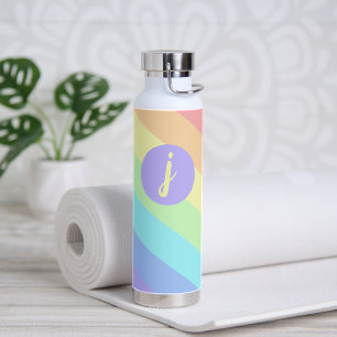 Pastel Rainbow Slash Streifen Monogramm Trinkflasche